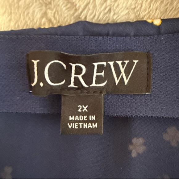 J.Crew Pleated Pull-on Luster Charmeuse Midi Skirt Navy Floral Plus Size 2X - Picture 5 of 8